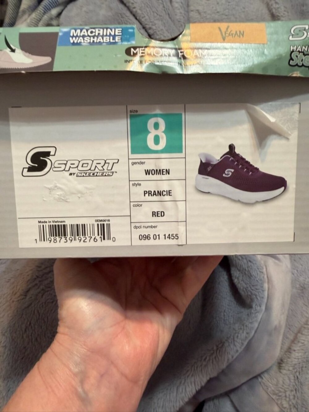 Sport Skechers NEW Prancie Red Hands Free Step-Ins Memory Foam Sneakers Size 8 - Picture 6 of 8